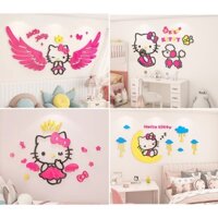 Miếng Dán Tường 3d Hình Mèo Hoạt Hình Sáng Tạo Trang Trí Phòng Ngủ Cho Bé Gái