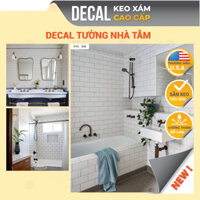 Miếng dán tường nhà tắm không thấm nước hàng xịn mẫu ô gạch đơn giản, dán toilet dán gạch nhà tắm - Decor 24h DTA-308