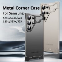 Miếng đệm góc kim loại cho Samsung S24ultra / S24plus / S23ultra / S23plus Vỏ bảo vệ điện thoại không viền cho Samsung Galaxy S24 / S23 có nắp ống kính