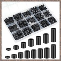 Miếng Đệm Nylon, Miếng Đệm Nhựa Vòng Đệm Bộ Phân Loại 345 Chiếc Ổ Cắm Điện Vít Miếng Đệm, M3 M4 Đen Vòng Miếng Đệm Bộ