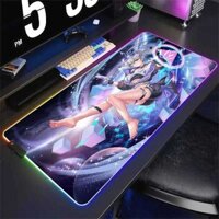 Miếng Lót Chuột Cao Su RGB Honkai Star Rail Silver Wolf Sparkle Ruan Mei MouseMat LED Bàn Phím Lớn Chơi Game Mousepad Khóa Cạnh Thảm