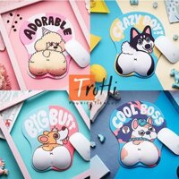 Miếng LÓT CHUỘT Hình Mông Cún có đệm tay SILICON - Tấm Pad Chuột