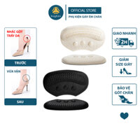 Miếng lót giày cao cấp ép vải, hạt lồi tặng độ bám giúp giảm size giày và chống đau gót sau - BuyBox - BBPK198 - 2 cặp màu Kem