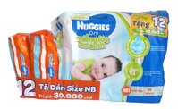 Miếng lót Huggies Dry NB1 56 miếng (bé dưới 5kg) + tặng 12 miếng tã dán NB