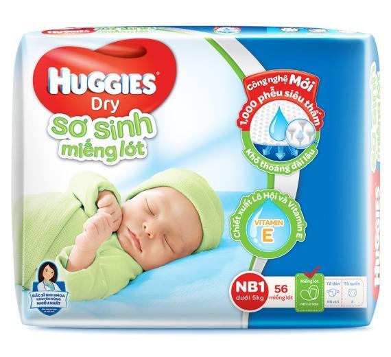 Miếng lót Huggies Newborn 1 56 miếng (trẻ từ 0 - 5kg)