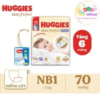 Miếng lót Huggies Skin Perfect size NB1 (64+6 miếng) [Size NB1 cho bé <1 tháng][Model mới 2024]