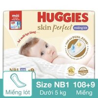 Miếng lót Huggies Skin Perfect size NB1 108 + 9 miếng (Dưới 5 kg) - Giao bao bì cộng miếng ngẫu nhiên