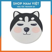 Miếng Lót Ly, Đế Lót Đá Xốp Diatomite Siêu Thấm Hút - Chó husky
