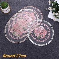 Miếng Lót Ly Thủy Tinh Hình Tròn 3D Trong Suốt Chống Trượt Phong Cách Châu Âu Cổ Điển