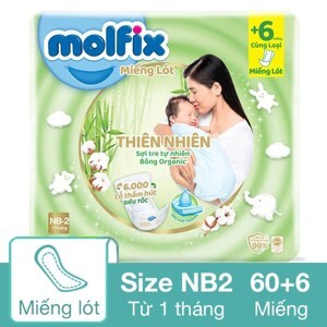 Miếng lót Molfix thiên nhiên size NB2 60 miếng (cho bé trên 1 tháng)