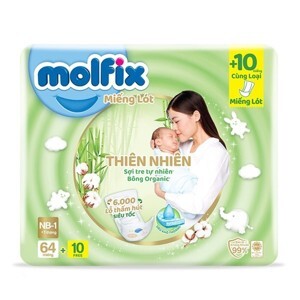 Miếng lót Molfix thiên nhiên size NB1 64 miếng (cho bé dưới 1 tháng)