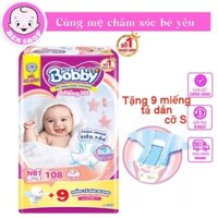 Miếng Lót Newborn 108 Miếng TẶNG 9 Tả Dán Tặng 6 Tả Quần Mở Một Bên Bobby
