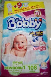 MIẾNG LÓT SƠ SINH BOBBY FRESH NEWBORN 1 108 + THÊM 9 MIẾNG TÃ DÁN