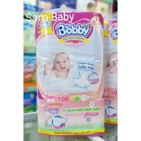 Miếng Lót Sơ Sinh Bobby NB1 108 miếng + Tặng 6 Tã Quần mở 1 bên