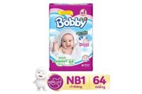 Miếng lót sơ sinh Bobby newborn 1 (<5kg) – bịch 64 miếng