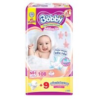 Miếng lót sơ sinh Bobby Newborn 1 108 miếng ( tặng 6 tã dán)