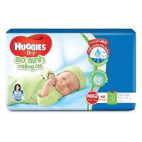 Miếng Lót Sơ Sinh Huggies Dry Newborn 2 - 40 (40 Miếng) - Bao Bì Mới