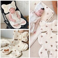 Miếng Lót Xe Đẩy/Nệm Lót Xe Đẩy Thoáng Khí Thêu Họa Tiết Gấu Oliu Tulip Hàn Quốc Cho Bé