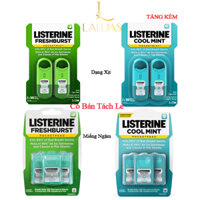 Miếng ngậm Listerine Cool Mint Pocketmist 1 vỉ 3 hộp (1 hộp 24 miếng) -Xịt thơm miệng Listerine (vỉ 2 x 7.7ml)
