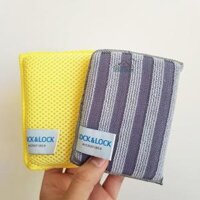Miếng rửa chén Lock&amp;Lock Microfiber chùi rửa đa năng WEL028 WEL029 - Màu vàng