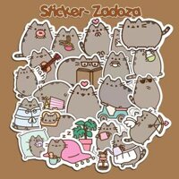 Miếng Sticker Dán Trang Trí mũ bảo hiểm, laptop, vali, xe đạp - mèo pusheen - 20 chống nước nhám