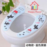 Miếng thảm đệm lót bồn cầu vệ sinh hình tròn tiện dụng Happy Home - 2 miếng rời màu xanh