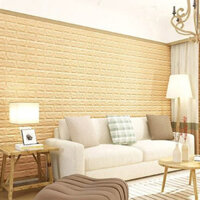 Miếng Xốp Dán Tường Giả Gạch 3D- Trang Trí Nhà Cửa, Phòng Học, Nhà Hàng , Chống Thấm, Ẩm Mốc -Lớp Dán Siêu Chắc - Hàng Chính Hãng MINIIN70 x 77cm - Combo 10 tấm - VÀNG KEM