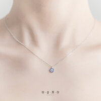 Miin Original Sky Eye S925 Dây chuyền bạc sterling Mặt dây chuyền đá xanh mỏng Dây chuyền xương đòn sinh viên Mặt dây đa năng cho phụ nữ