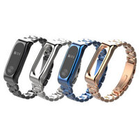 Mijobs Classic Three-bead Wristband Replacement Metal Watch Band for Xiaomi mi band 2 Smart Watch Non-original