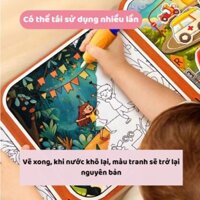[Mika] Bộ đồ chơi giáo dục phát triển kĩ năng 2in1,đồ chơi xé yên tĩnh, tranh vẽ nước, tranh bóc dán cho bé