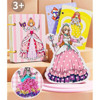 [Mika] Sổ tay thiết kế thời trang, Đồ chơi sticker dán thay đổi hình công chúa Fashion Design Drawing Book cho bé