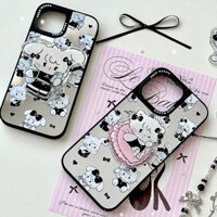 Mikko Gương đồng thương hiệu Vỏ bảo vệ điện thoại dễ thương Thích hợp cho Apple 16promax Vỏ điện thoại màu hồng iPhone15 Girl Heart 14promax Vỏ bảo vệ khung đen viền mềm trọn gói
