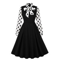 Mili Retro Đầm Pháp Hepburn Phong Cách Vintage Chấm Bi Đầm Cao Cấp Dài Tay Nẹp Ôm Hơn Nhìn Giảm Tuổi Thanh Lịch Đầm Đi Làm Hẹn Hò 20