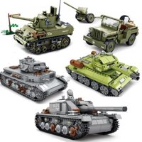 Military Panzer Tank Model Building WW2 Army Truck Soldier Figures Aircraft Bomber Construction MOC For Childern