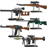 Military Weapon Pistol AK47 98k Sniper Gatling Gun Rifle Model Mini Micro Building Police SWAT Submachine Moc Brick