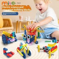 Milo Máy móc điện Bánh răng Giáo dục Khối xây dựng DIY Giáo dục trí thông minh cho trẻ em Đồ chơi lắp ráp hạt lớn