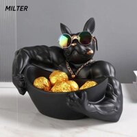 Milter Hình Trái Tim Chìa Khóa Món Ăn, Trang Trí Nhà Cửa Động Vật Trang Trí Bát Kẹo Bulldog Trang Trí, Nhựa Cao Cấp Bulldog Tượng Hộp Bảo Quản Bàn Văn Phòng