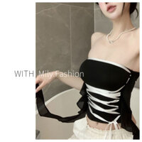Milyfashion Áo Ống Nhún Bèo Hở Vai Dáng Ngắn Thời Trang Mùa Hè Quyến Rũ Cho Nữ