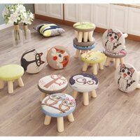 MINA- Ghế Đôn Hình Vuông Con Vật Đáng Yêu Chân Gỗ Cao Cấp Chắc Chắn - Leli Official