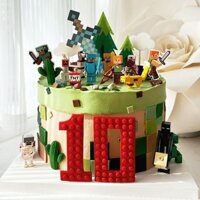 Minecraft Trang Trí Bánh Đồ Trang Trí Trẻ Em Lego Chủ Đề Sinh Nhật DIY Khối Xây Dựng Lắp Ráp Đồ Chơi Chủ Đề Trang Phục 3.19