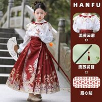 Ming Made Hanfu Bé Gái Cải Tiến Mặt Ngựa Váy Phong Cách Trung Hoa Đường Phù Hợp Với Mùa Xuân Thu Bé Gái Phù Hợp Với Trẻ Em Trang Phục Cổ Hiệu Suất Tay Dài 9.5