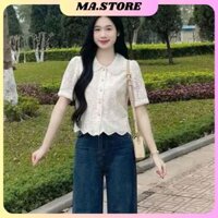 Minh Anh Clothings - Áo Sơmi Cổ Sen Đính Đá 2 Lớp Hàng QCCC