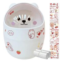 Mini Can Car Bedroom Garbage Bin Desktop Wastebasket Countertop White - White Bear