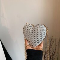 Mini Đào Trái Tim Túi Nữ 2024 Dễ Thương Niche Sequin Túi Phù Hợp Với Bữa Tối Túi Đeo Ngang Túi Son Môi 11.66