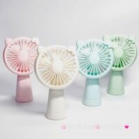 Mini Fan - Quạt Cầm Tay - Để Bàn Tai Mèo Màu Trơn Nhiều Màu Hello Kitty