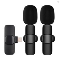 Mini Không Dây Clip-on Lavalier Micro Đa Hướng Mic 2 Bộ Phát 1 Bộ Thu Có Muff Gió Thay Thế Cho Điện Thoại Thông Minh iOS Phát Trực Tiếp Phỏng Vấn Ghi Âm Hội Nghị Truyền Hình