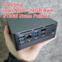 Mini PC chạy Intel N100 16GB Ram / 512 NVME tùy chọn FullBox - BH 3 tháng