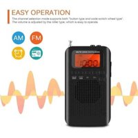 Mini Portable Pocket Digital LCD AM FM Radio Battery Powered Receiver Speaker