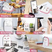 Mini Portable Thermal Printer Paper Photo Pocket Thermal Printer Printing Wireless Bluetooth Printers and 1 Roll of printing paper