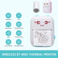 Mini Portable Thermal Printer Paper Photo Pocket Thermal Printer Printing Wireless Bluetooth Printers and 1 Roll of printing paper